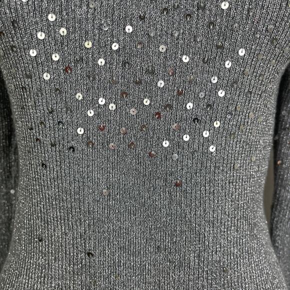 VTG Y2K Once Again Silver Sequin Mock Turtle Neck Sweater Shimmery Sparkly Sz M - Picture 14 of 16